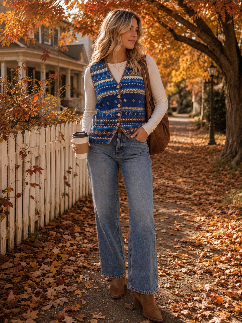 Vintage blue western vest